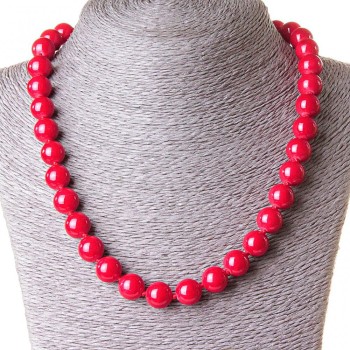 Red Coral Necklace (Pressed) Bead 10mm, 45 cm long