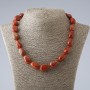 Necklace with natural red jasper stone, tumbled, graduated size beads, bead diameter 9-15 cm, length 48 cm