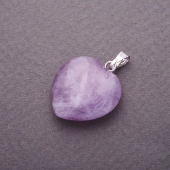 Heart Pendant with Natural Amethyst