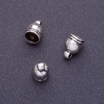 End Cap hardware, size 11×7.5 mm, d2 5 mm, d3 1.5 mm, silver color finish, 20 g ± 25 pcs