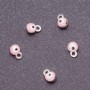 Eye pendant findings, diameter 4 mm, length 6 mm, pink enamel, gray metal finish. 14 pcs