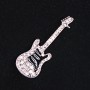 CLEARANCE Brooch Guitar light-gray metal, rhinestones and enamel 45x15mm +