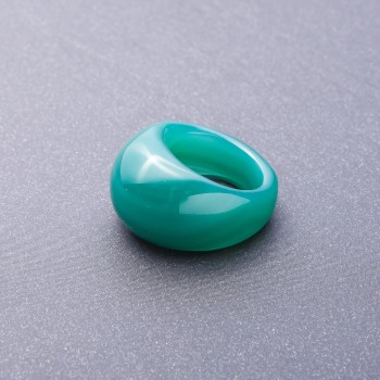 Green agate natural stone ring, sizes 20, 21 mm