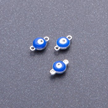 Eye Connector - blue-gray metal, 7mm diameter, 12mm length, pack of 12