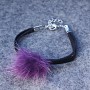 Purple faux leather bracelet with fur