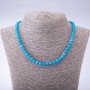 Dyed natural stone necklace 'Aquamarine', 6 mm faceted beads, 45 cm long