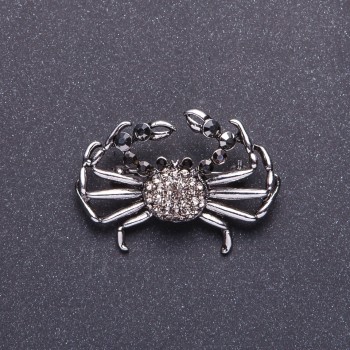 Diamond Crab Brooch, Silver