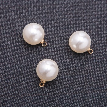 Pendant finding 'Pearl' (plastic), 12mm diameter, pack of 10