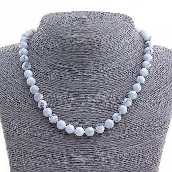 Kacholong Necklace, natural stone, 8mm beads, 45cm+