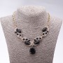 Evening Necklace with Black Crystals 'Precious Drops', length 42-49 cm