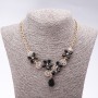 Evening necklace with black crystals 'Precious Flowers', length 42-49 cm