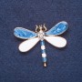 Brooch 'Dragonfly' white and blue enamel, gold metal color, 4.5×3.5 cm