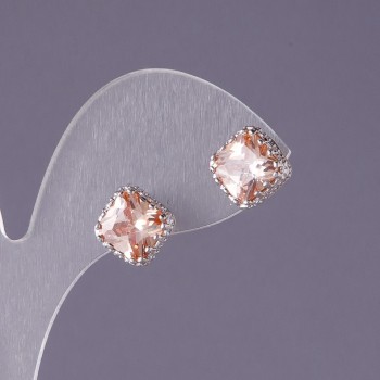 Сережки з жовтими кристалами Ромби, діаметр 10мм