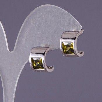 Earrings with Green Crystals 13x9mm