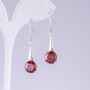 Earrings with red crystals, diameter 10mm, length 4cm