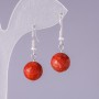 Earrings with natural sponge coral, smooth bead, 12 mm diameter, 3 cm length