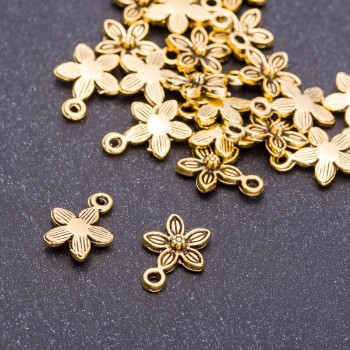 Flower pendant findings 'Antique Gold', diameter 10mm, length 12mm, packaging 20 g ± 35 pcs