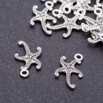Sea Star Pendant, 12 mm diameter, 18 mm length, 5 mm hole, packaging 20 g +/- 26 pcs