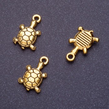 Turtle Pendant Hardware, length 18 mm d1-1, 5 mm, antique gold finish, 20 g ± 13 pcs
