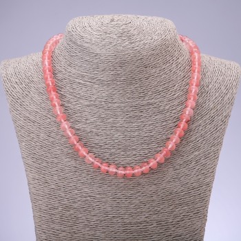 Natural chalcedony bead necklace, smooth rondel beads, 8×5 mm, 45 cm long