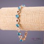 Xuping Bracelet with Blue Stones and White Rhinestones, 18-20 cm Length, 8 mm Thickness, Gold Tone
