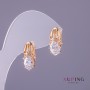 Xuping Earrings with White Stones, 8mm Diameter, 17mm Length, Gold Color