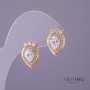 Xuping Earrings with White Stones, 11 mm Diameter, 17 mm Length, Gold Color
