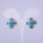 Earrings 'Asters' blue, 22mm diameter