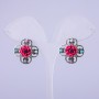 Earrings 'Asters' raspberry, 22mm diameter
