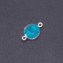 Connector dark turquoise "Druse" acrylic "silver", diameter 14mm, thickness 3mm