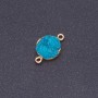 Connector dark turquoise 'Druzy' acrylic gold, diameter 14mm, thickness 3mm
