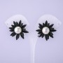Black Flower Stud Earrings, 28 mm diameter
