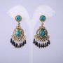Earrings in Eastern style with green crystals, 20 mm long