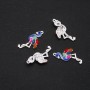 Flamingo Pendant with Blue Enamel, 30×14 mm, pack of 4