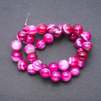 Eye Agate Beads, Light Raspberry, 12 mm Diameter, 37 cm Strand