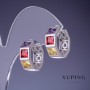 Xuping Earrings with Multicolored Crystals 18x7 mm Rhodium