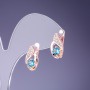 Earrings with blue crystals 16×7 mm in gold-tone metal