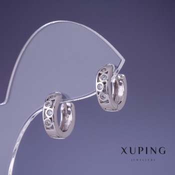 Xuping Earrings 4x12mm Rhodium