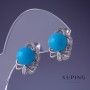 Xuping Earrings with Blue Mallorca Pearls 14x16 mm Rhodium
