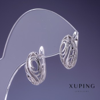 Xuping 16x9mm Rhodium Earrings