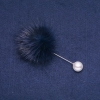 Navy Blue Mink Fur Brooch Pin, Diameter 50 mm, Length 90 mm