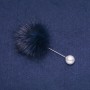 Navy Blue Mink Fur Brooch Pin, Diameter 50 mm, Length 90 mm