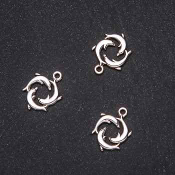 Pendant Finding Dolphins Trio 15x20mm, packaging 20 g, ±13 pcs