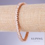 Xuping Bracelet with White Cubic Zirconia, 7mm Thick, Length 17.5–19.5 cm, 18K Gold Plating