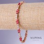Xuping Bracelet with Red Cubic Zirconia 'Ruby', 5mm Thick, 18-21cm Length, 18K Gold Plating