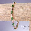Xuping Emerald Bracelet with Green Zircons, 5mm thickness, 18–21cm length, 18K gold plating