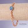 Xuping Bracelet with blue cubic zirconia 'Topaz', thickness 5-13 mm, length 17-19 cm, 18K gold plating