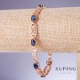 Bracelet Xuping with blue zircons "Sapphire", 8mm thickness, 18-20 cm length, 18K gold plating