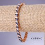 Xuping Bracelet with Blue Zircons 'Sapphire', 7mm thick, length 17-19 cm, 18K gold plating