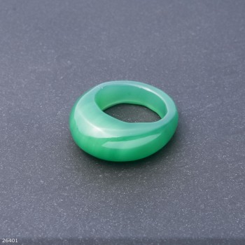 Ring made of natural light-green agate, height 6.5-15 mm, width 4-8 mm, diameter 19.20 mm